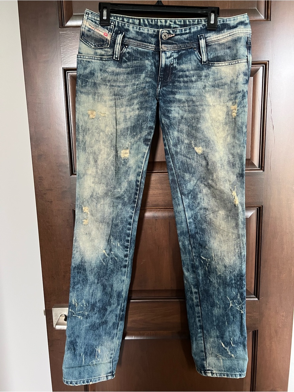 Diesel Women's Straight Leg Distressed Blue Jeans